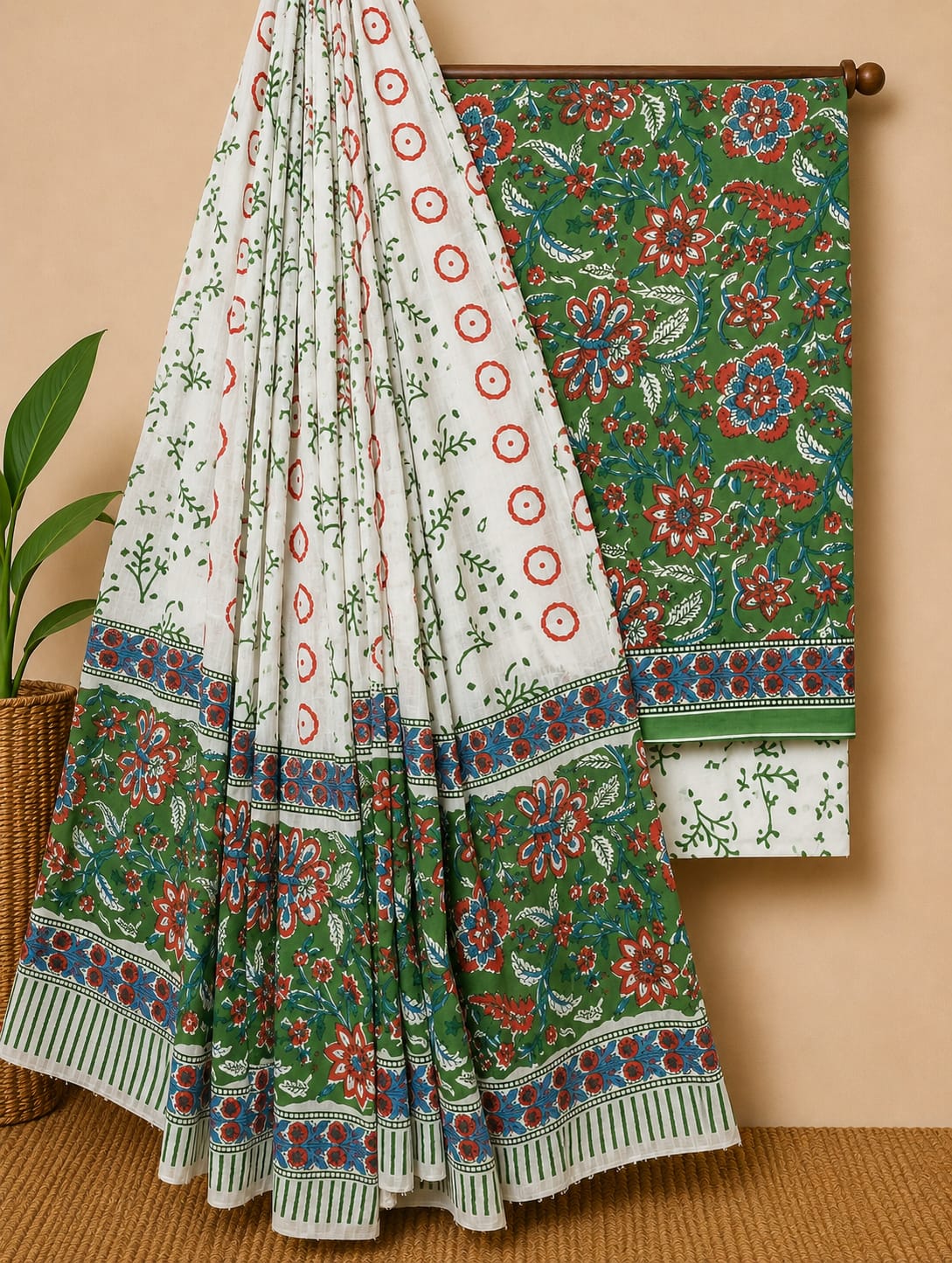 Pure Cotton Dress Material with Printed Cotton Dupatta