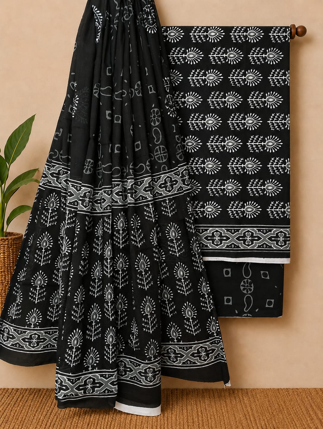Traditional Pure Cotton Unstitched Dress Material For Ethnic Salwar Suit