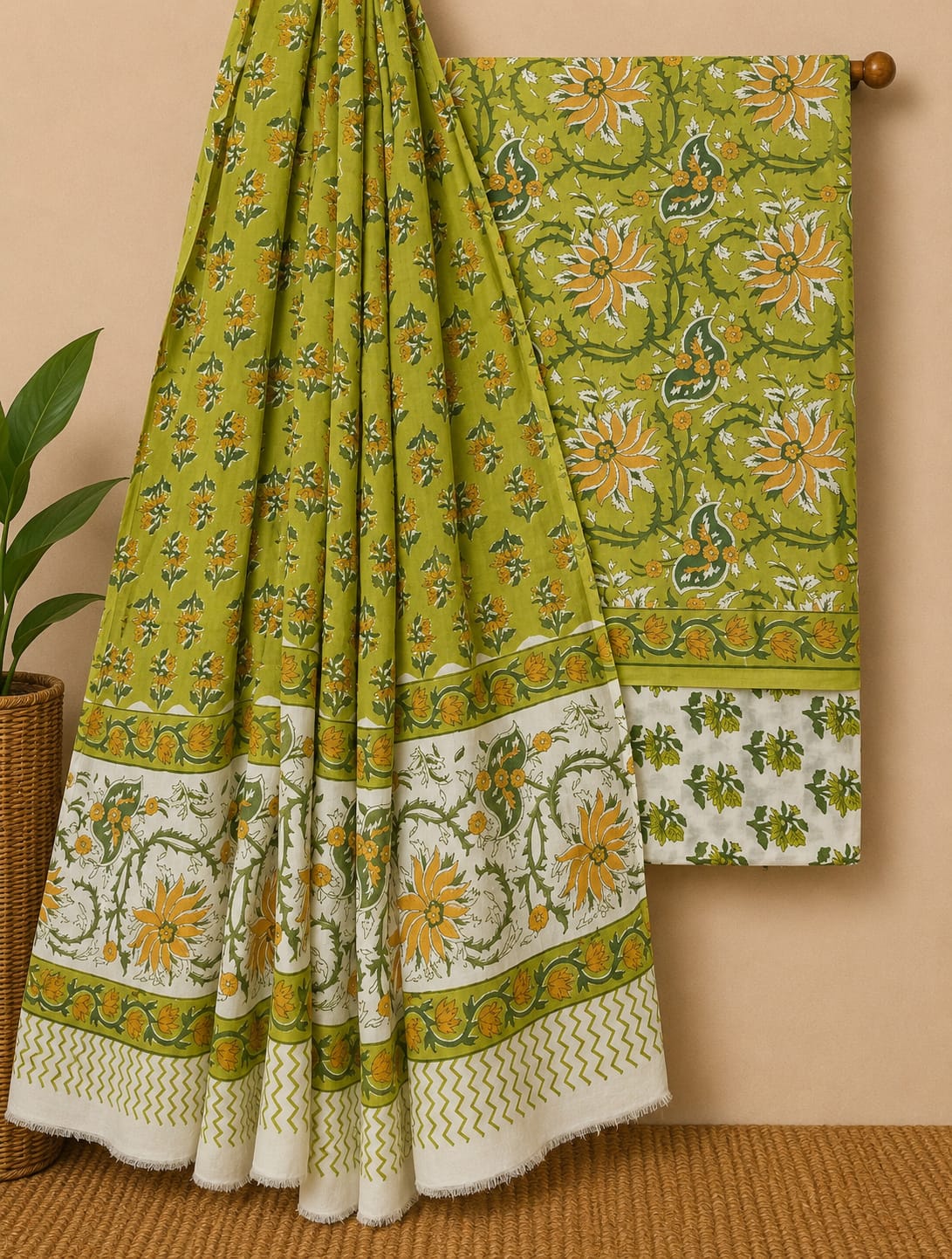 Traditional Pure Cotton Unstitched Dress Material For Ethnic Salwar Suit