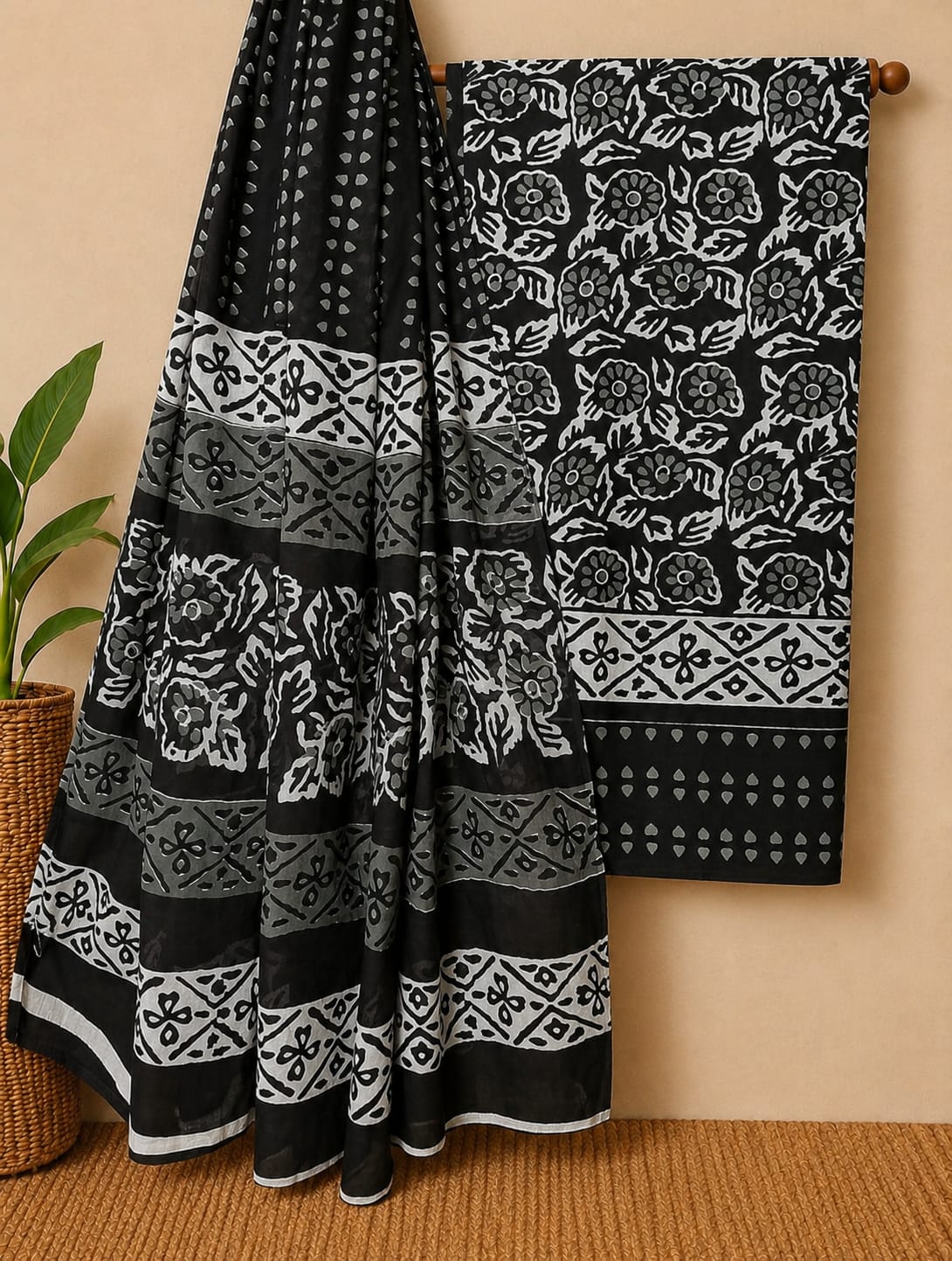 Soft Pure Cotton Daily Wear Dress Material With Chiffon Dupatta