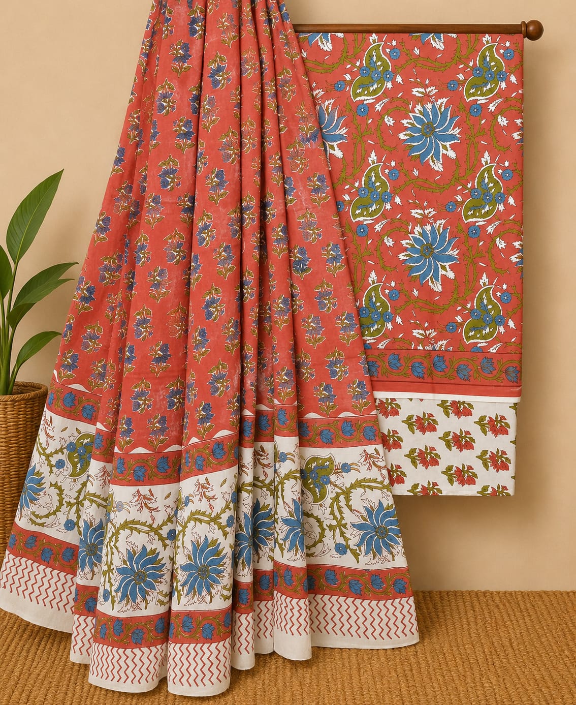 Soft Pure Cotton Daily Wear Dress Material With Chiffon Dupatta
