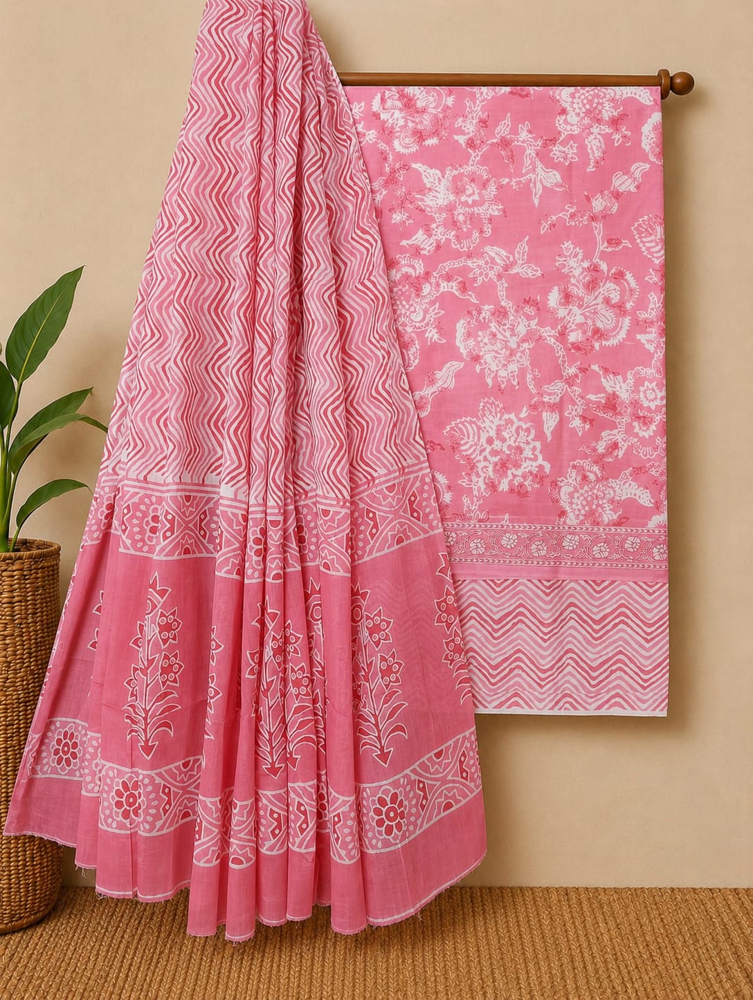 Soft Pure Cotton Daily Wear Dress Material With Chiffon Dupatta