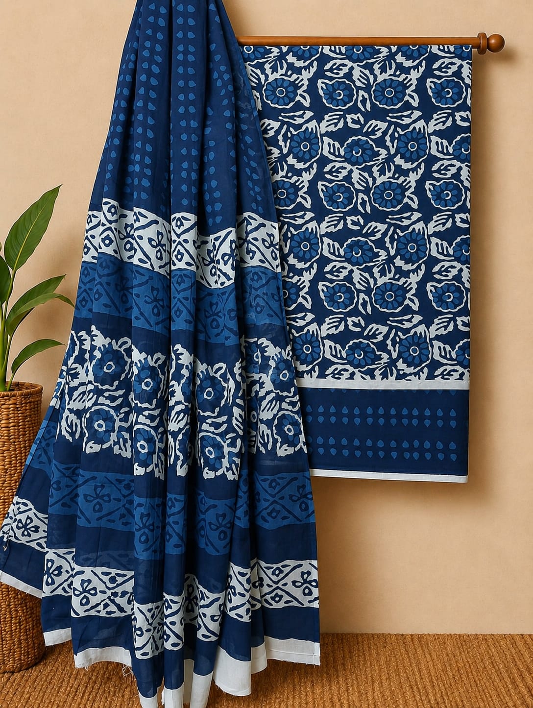 Soft Pure Cotton Daily Wear Dress Material With Chiffon Dupatta