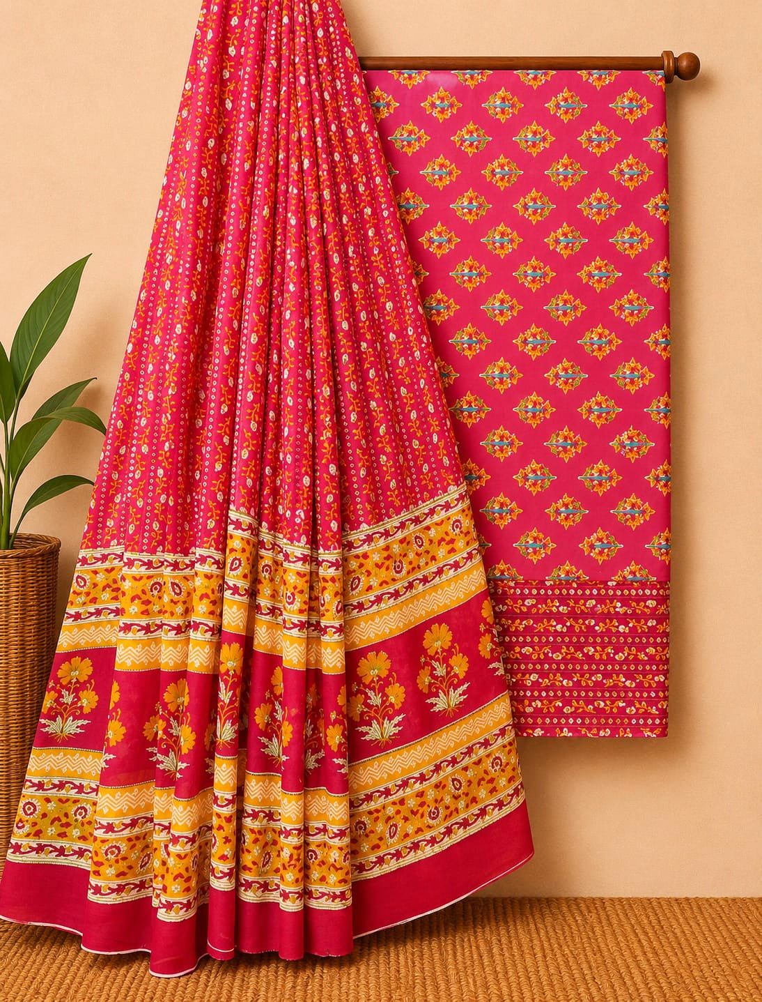 Premium Quality Pure Cotton Floral Print Dress Material For Women