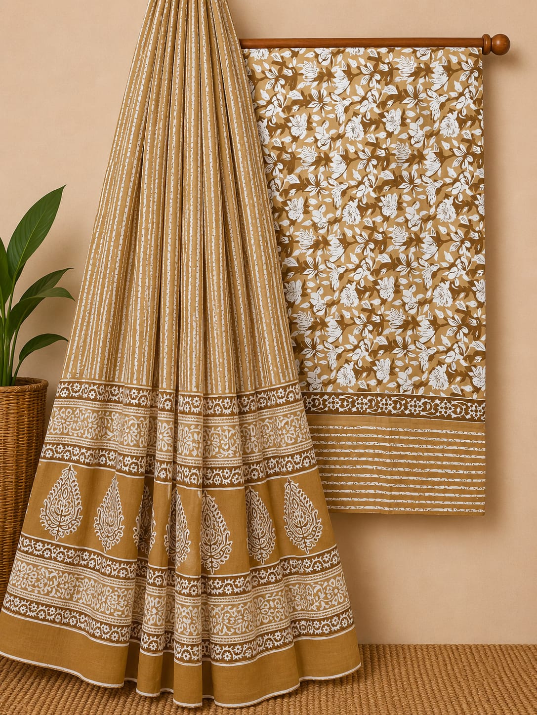 Traditional Jaipuri Hand Block Print Pure Cotton Dress Material Set
