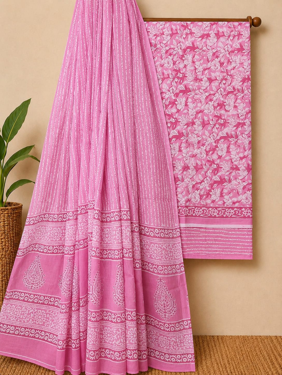 Breathable Pure Cotton Summer Dress Material Set For Women Suits