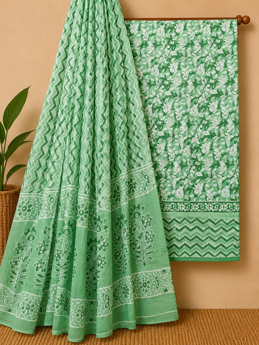 Traditional Pure Cotton Unstitched Dress Material For Ethnic Salwar Suit