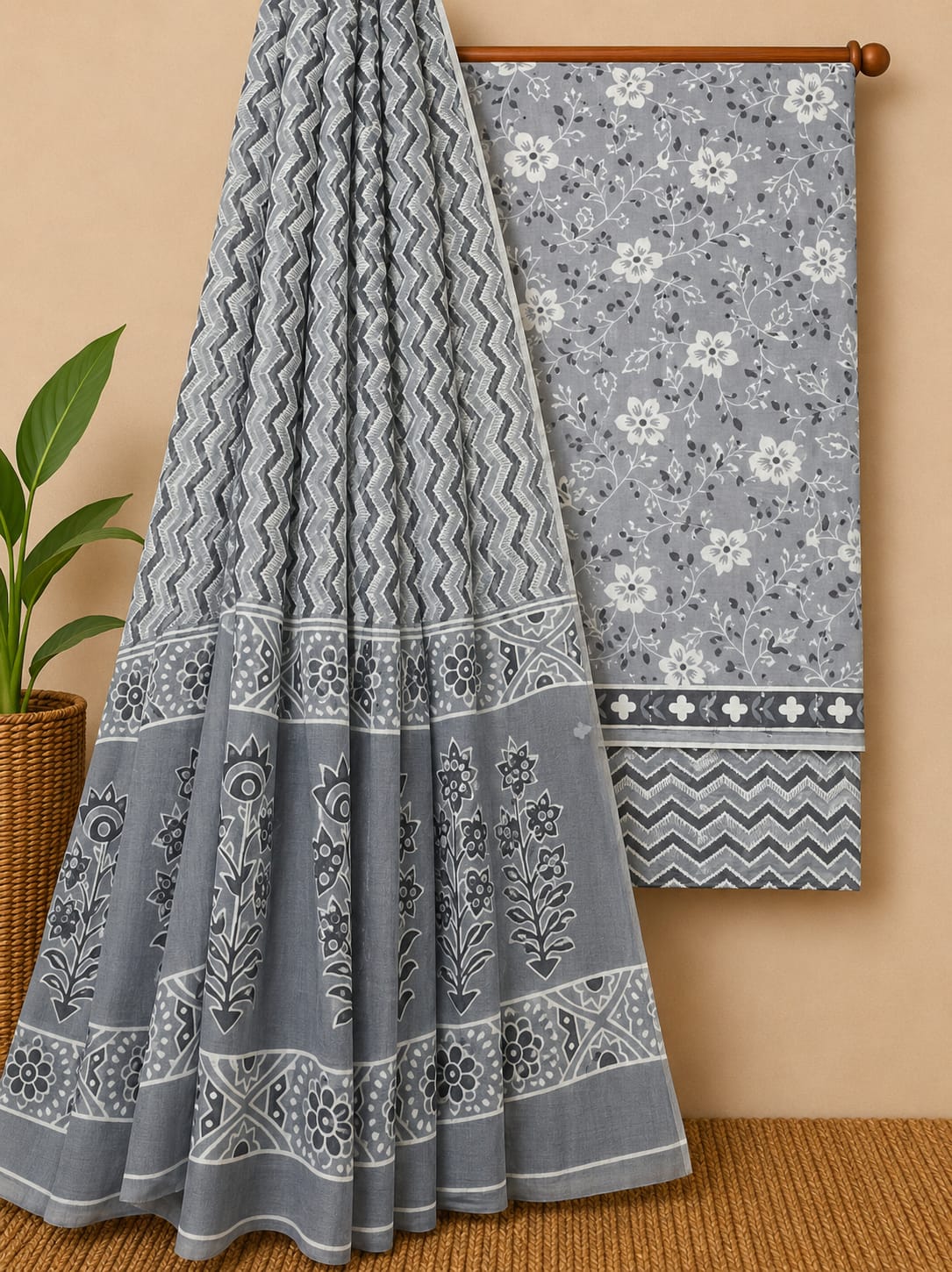 Traditional Pure Cotton Unstitched Dress Material For Ethnic Salwar Suit