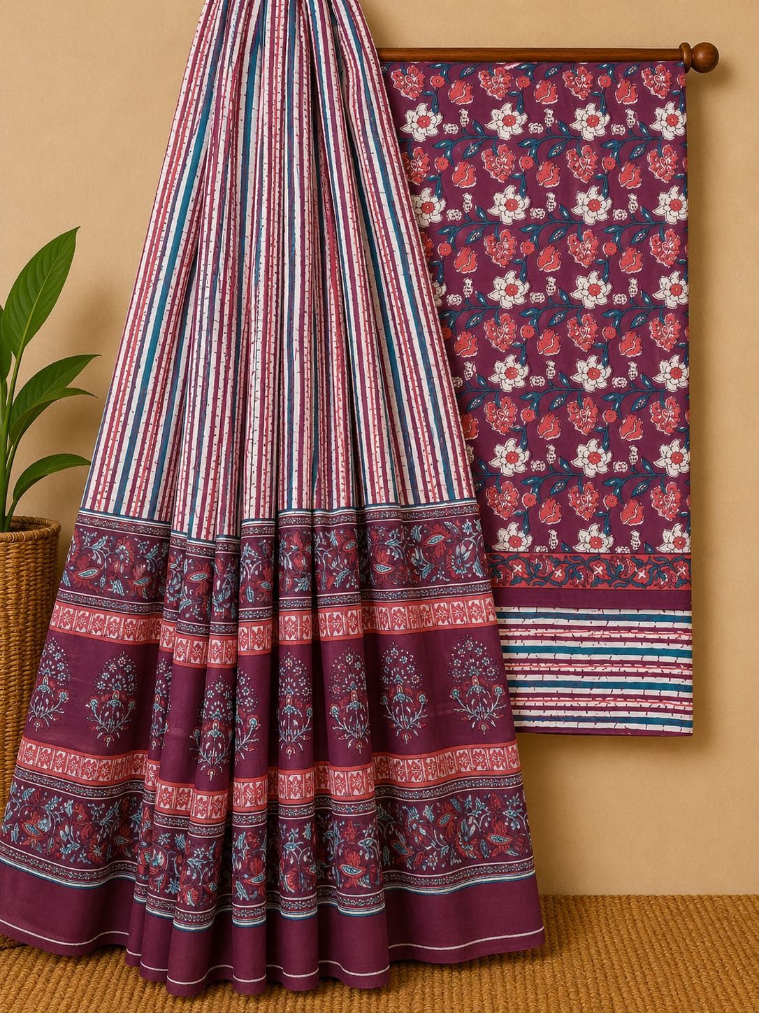 Traditional Pure Cotton Unstitched Dress Material For Ethnic Salwar Suit