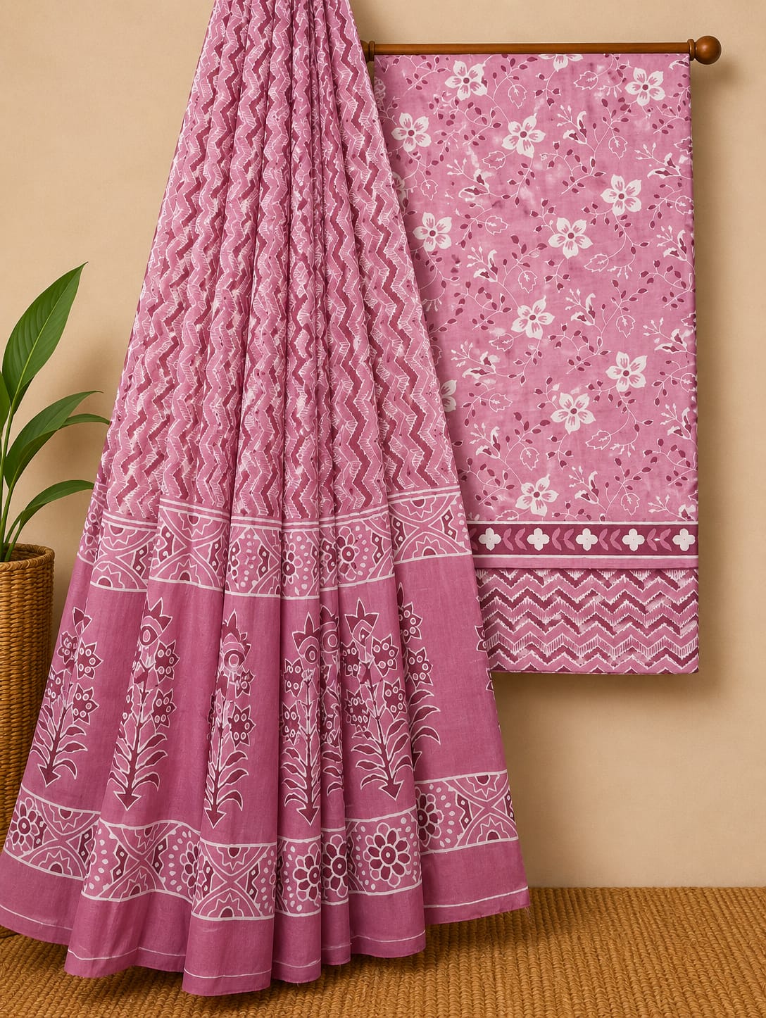 Soft Pure Cotton Daily Wear Dress Material With Chiffon Dupatta