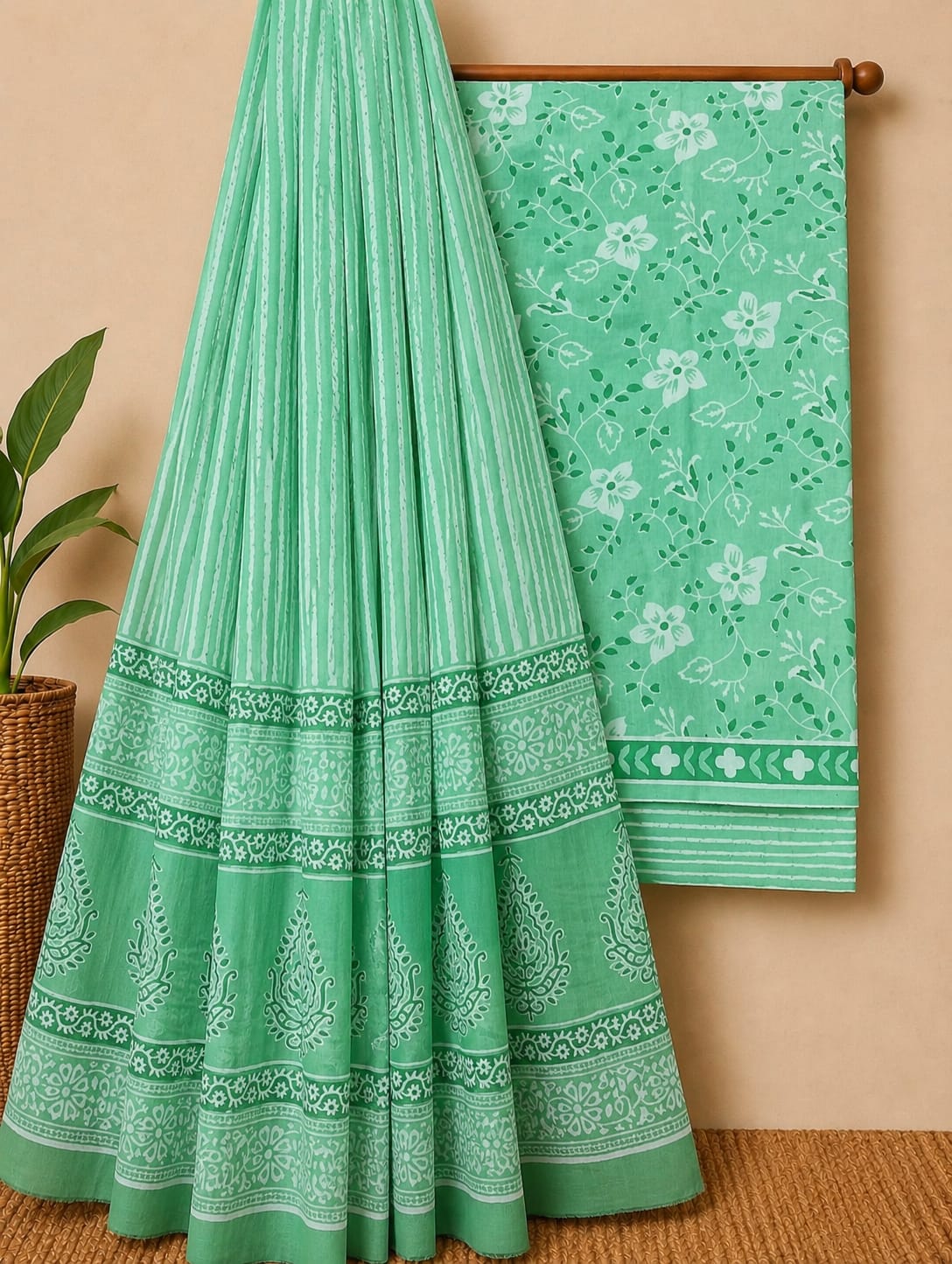 Soft Pure Cotton Daily Wear Dress Material With Chiffon Dupatta