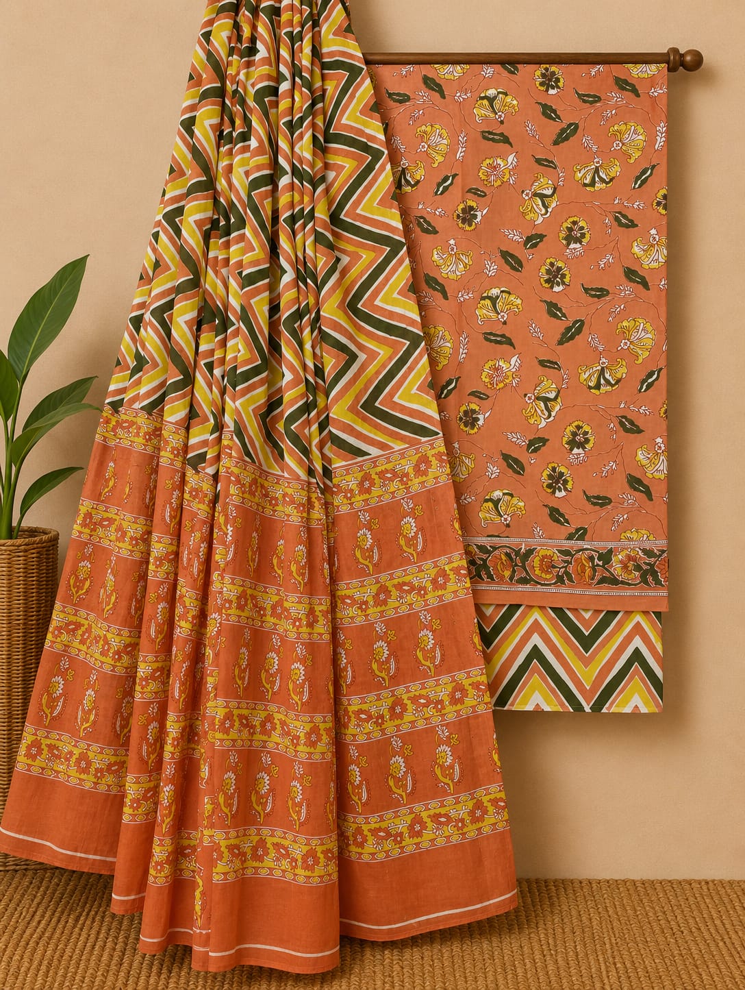 Premium Quality Pure Cotton Floral Print Dress Material For Women