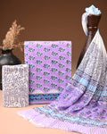 ✨ Ethereal Charm: Pure Cotton Unstitched Suit with Printed Chiffon Dupatta ✨