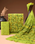 🌺 Jaipuri Essence: Authentic Printed Cotton Unstitched Suit with Chiffon Dupatta 🌺