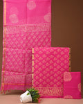 Pure Cotton Unstitched Suit With Kota Dupatta