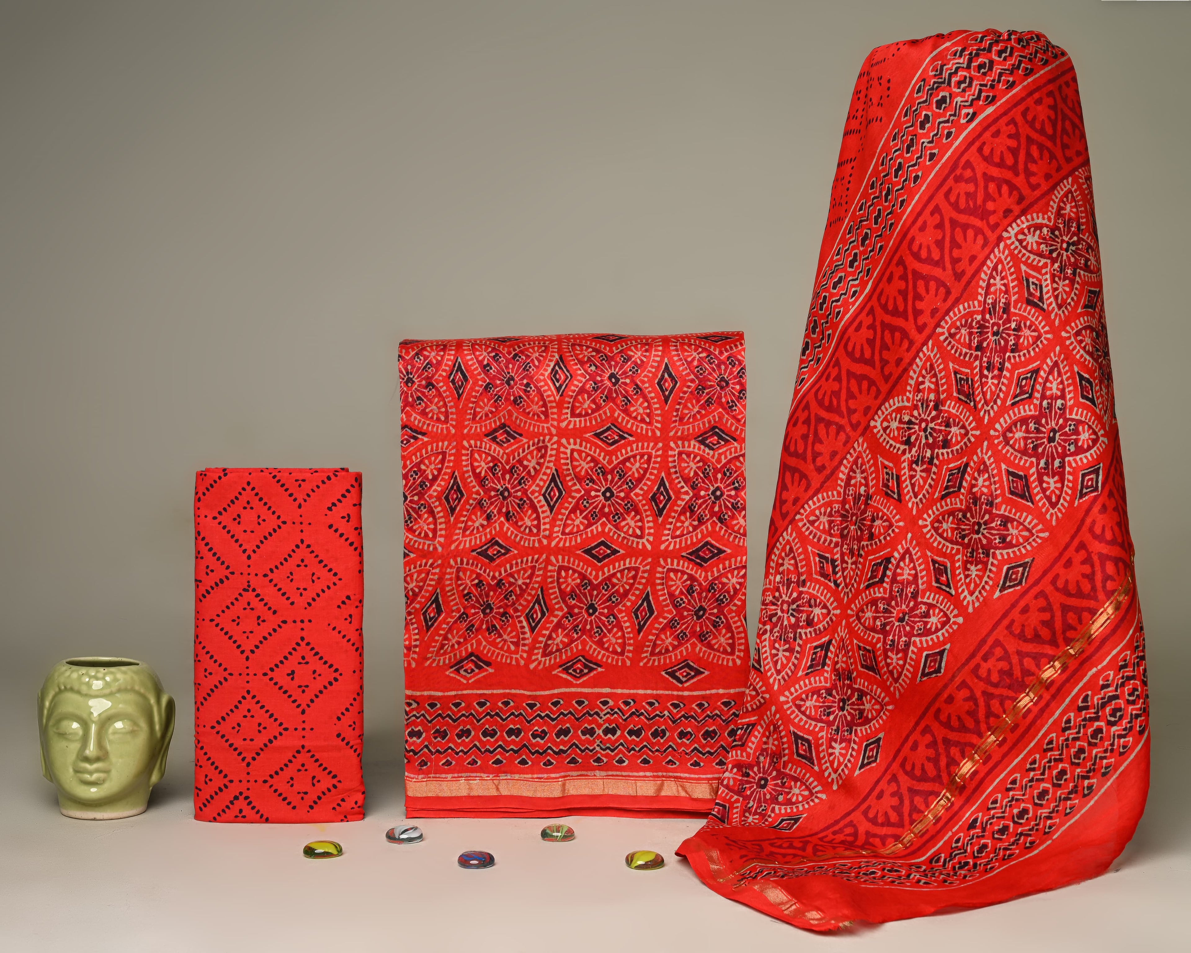 👑 Royal Opulence: Exquisite Chanderi Silk Unstitched Suit Set 👑