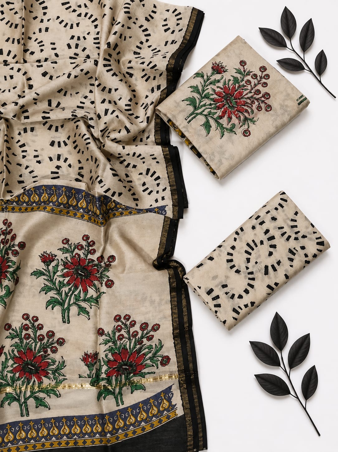 👑 Royal Opulence: Exquisite Chanderi Silk Unstitched Suit Set 👑