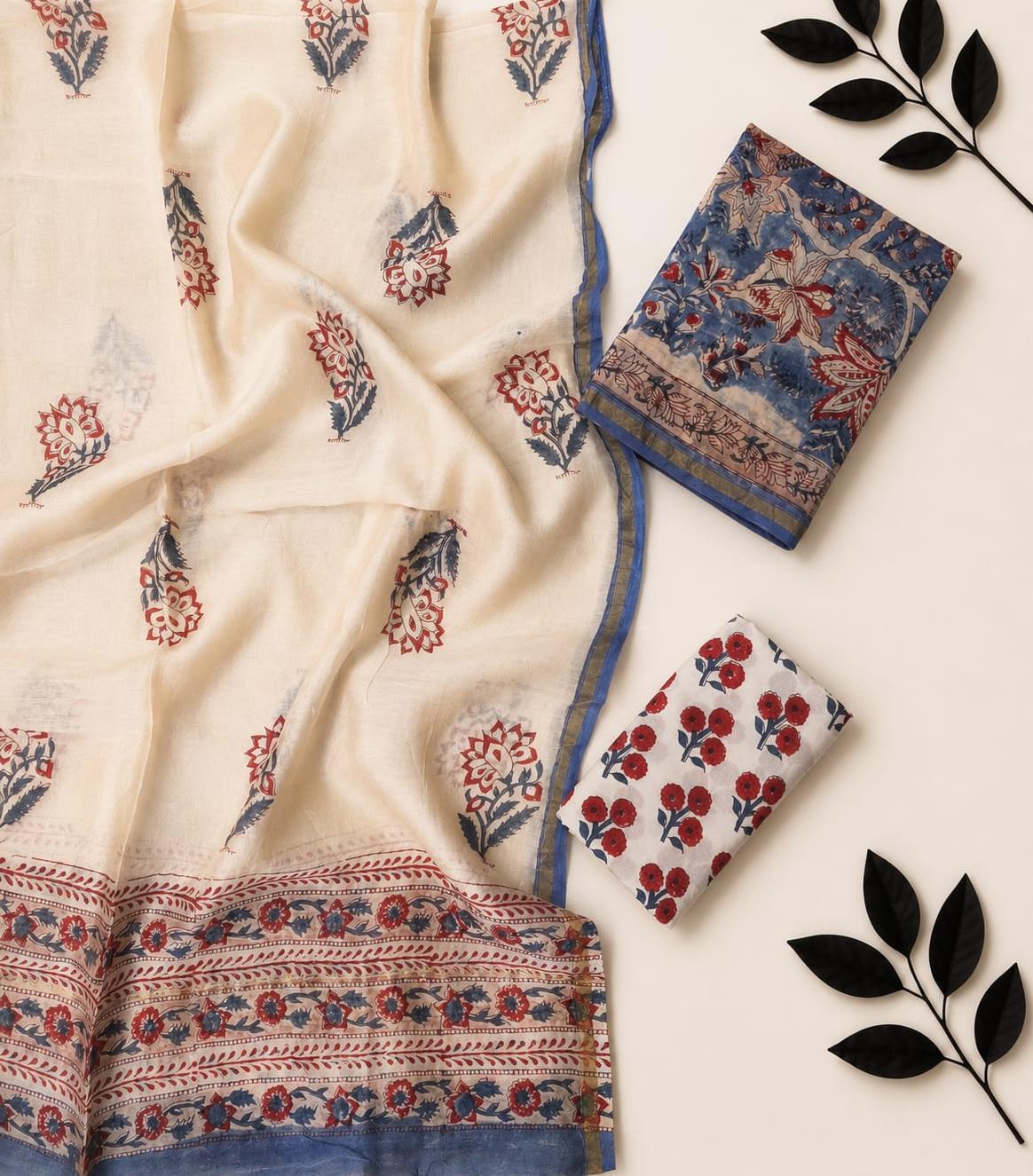 👑 Royal Opulence: Exquisite Chanderi Silk Unstitched Suit Set 👑