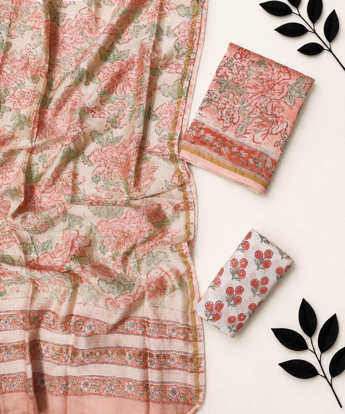 👑 Royal Opulence: Exquisite Chanderi Silk Unstitched Suit Set 👑