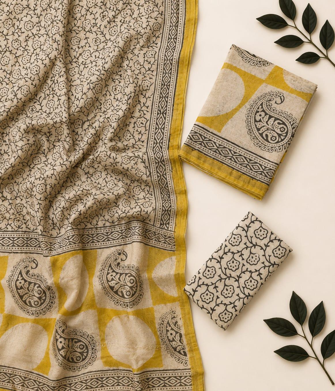 👑 Royal Opulence: Exquisite Chanderi Silk Unstitched Suit Set 👑