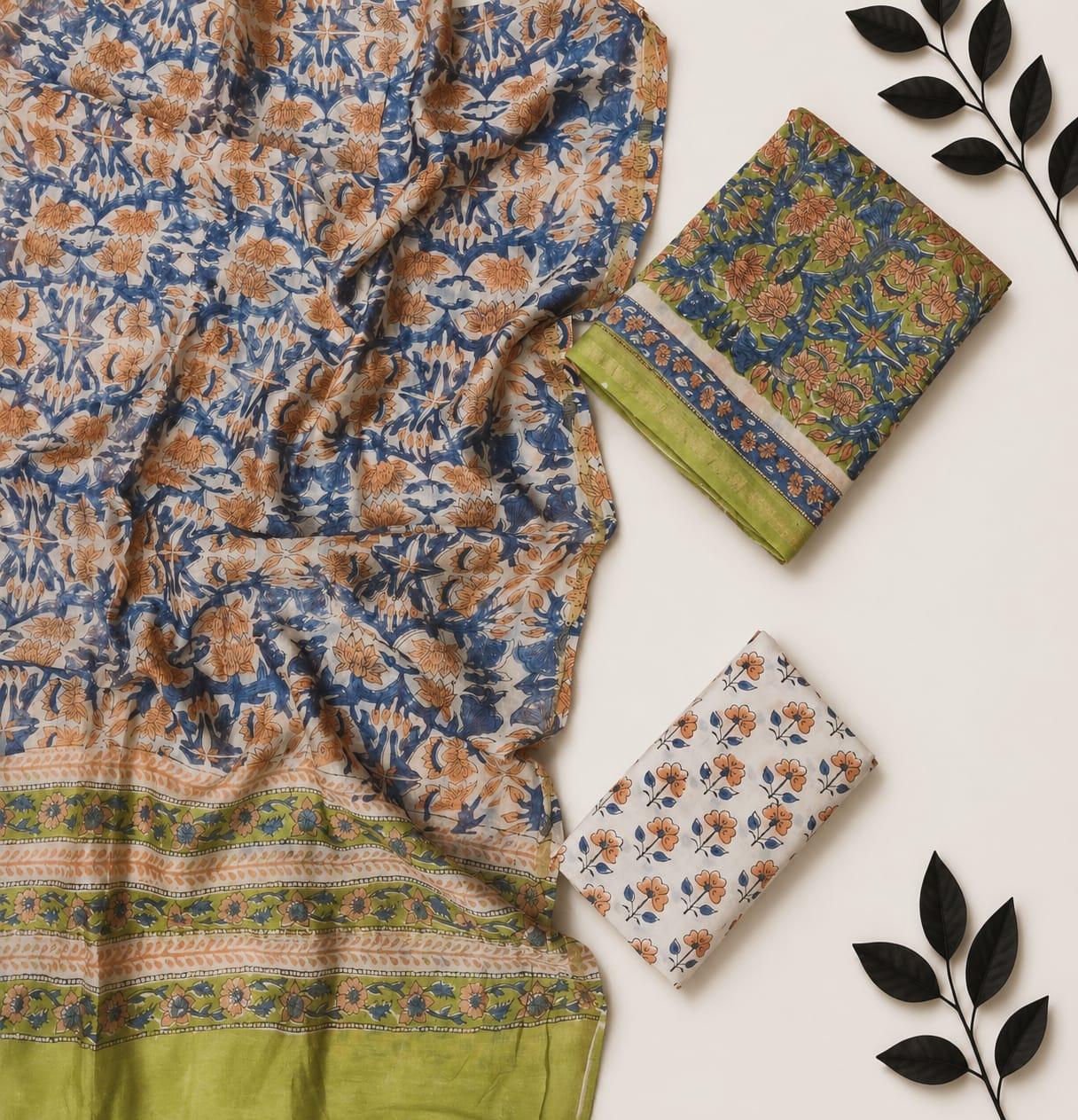 👑 Royal Opulence: Exquisite Chanderi Silk Unstitched Suit Set 👑