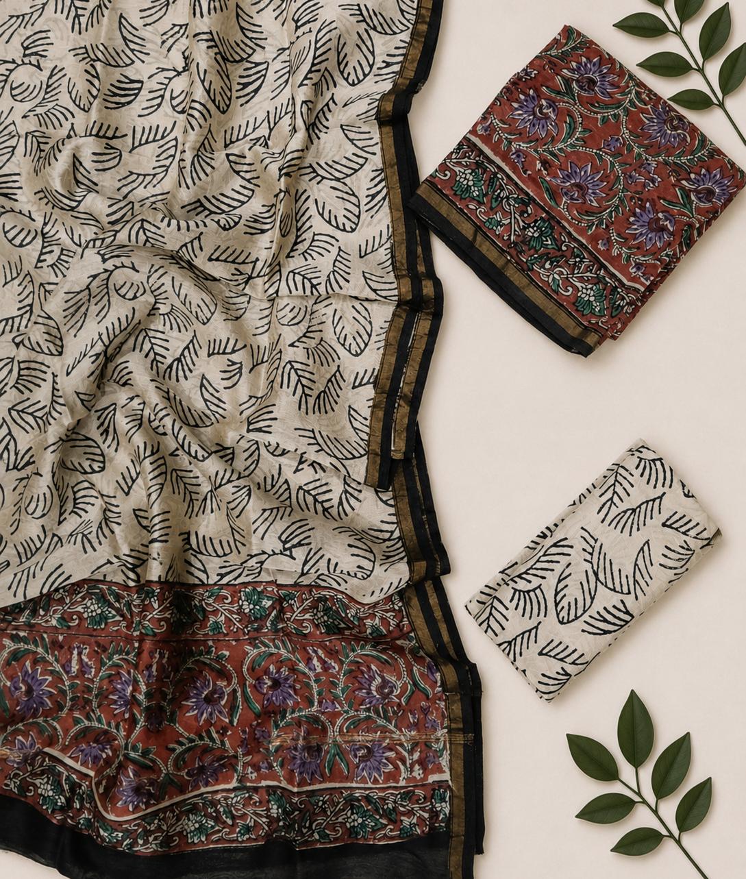 👑 Royal Opulence: Exquisite Chanderi Silk Unstitched Suit Set 👑