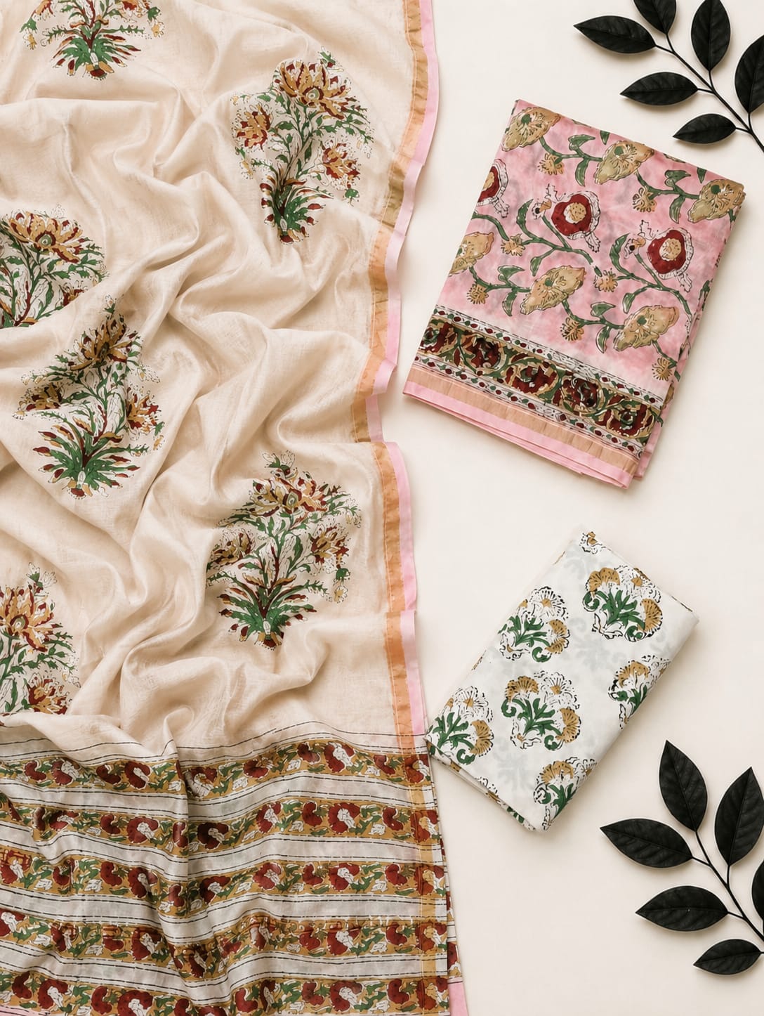 👑 Royal Opulence: Exquisite Chanderi Silk Unstitched Suit Set 👑