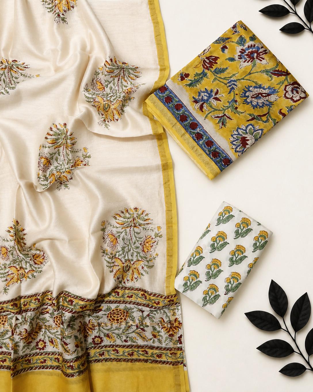 👑 Royal Opulence: Exquisite Chanderi Silk Unstitched Suit Set 👑