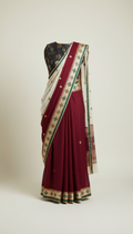 Ivory Mist saree-gown with minimal ornamentation